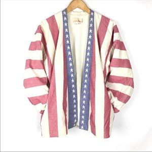 Vintage late70s Americana folk art cardigan jacket